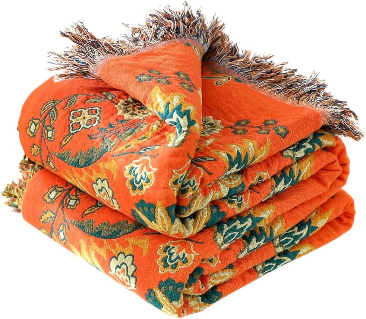 Boho Throw Blanket for Bed 100% Cotton Ultra Soft Rustic Quilt