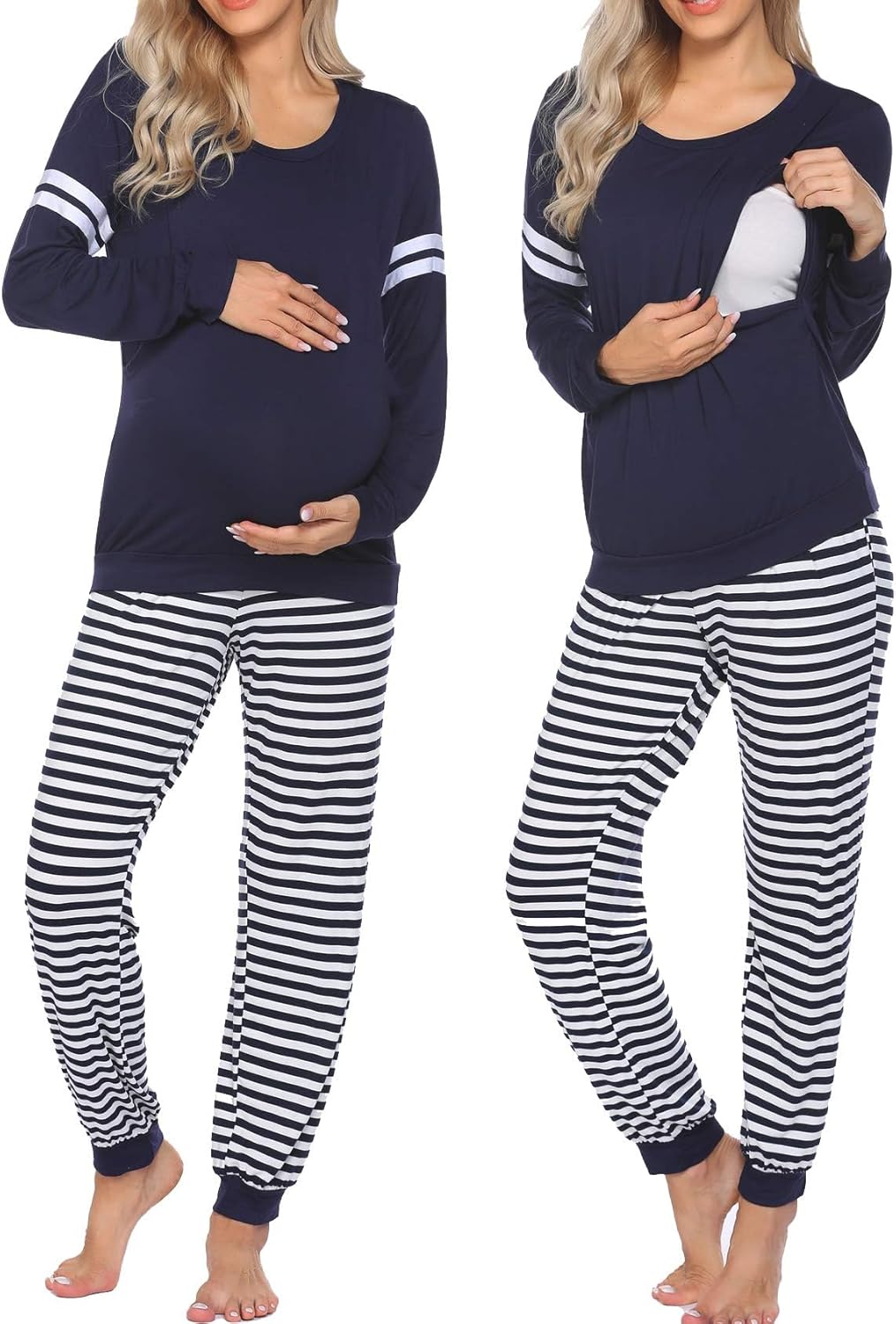 Ekouaer Maternity Pajama Set for Nursing and Breastfeeding Moms