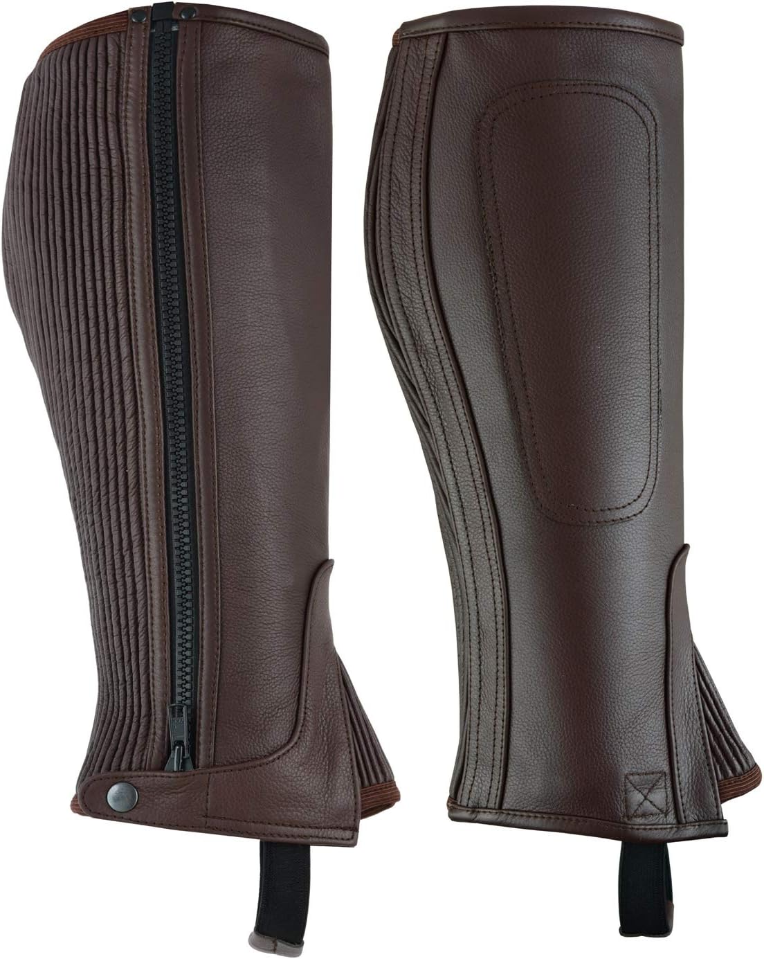 Unisex Adult Top Grain Cow Hide Leather Half Chaps for Comfort