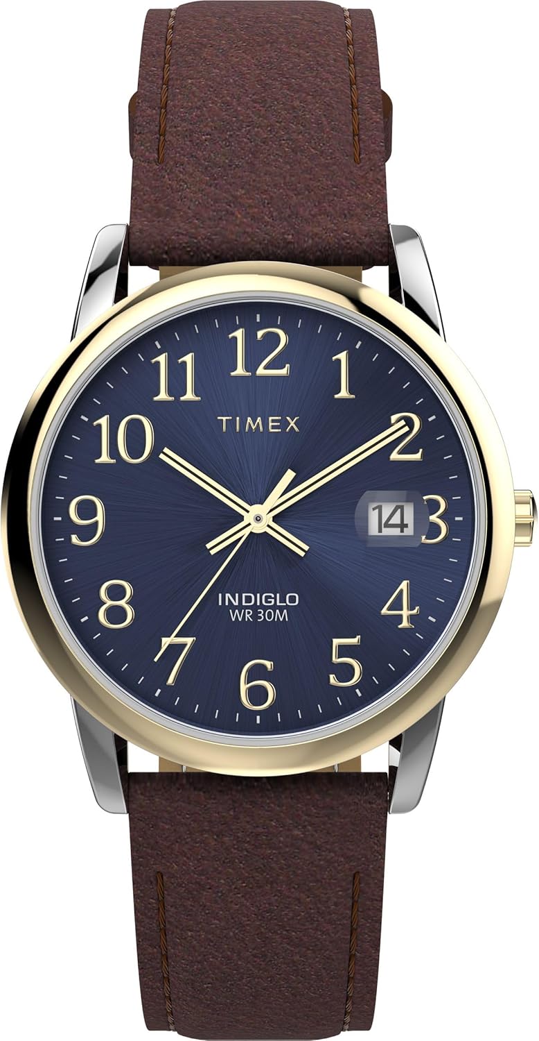 Timex Men's Easy Reader Watch with Natural Leather Strap