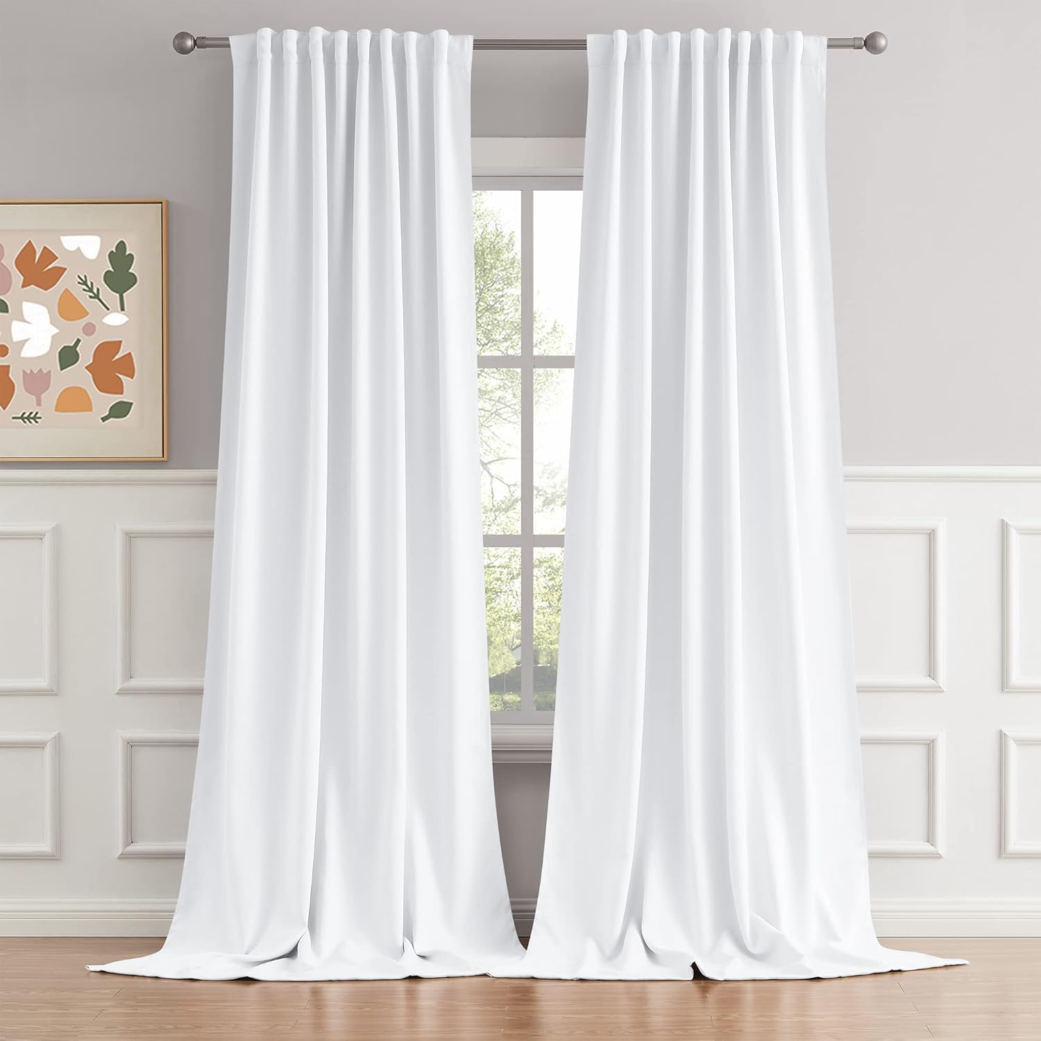 DUALIFE Extra Long Curtains 132 Inch Length for High Ceilings