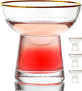 Lysenn Stemless Margarita Glasses Set of 4 - Elegant Vertical Stripes