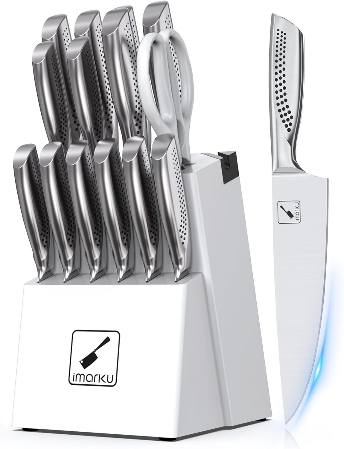 imarku Knife Set - 15 PCS Kitchen Knife Set with Block & Sharpener