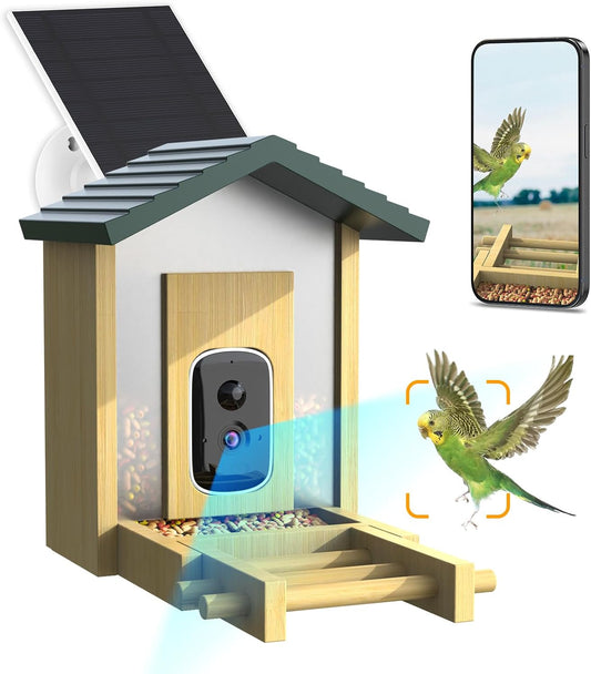 Bamboo Bird Feeder: Solar Powered Auto Capture & Notify