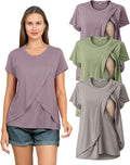 3 Pack Women's Nursing Tops for Breastfeeding - Short Sleeve Summer
