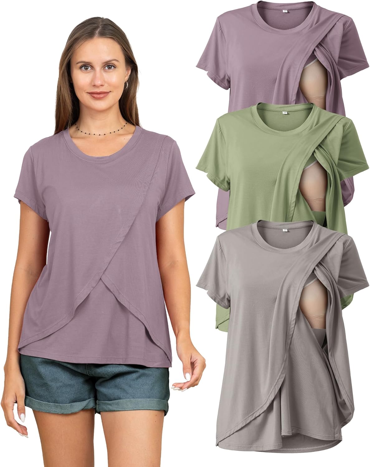 Rnxrbb Women's Nursing Tops for Breastfeeding Summer Comfort