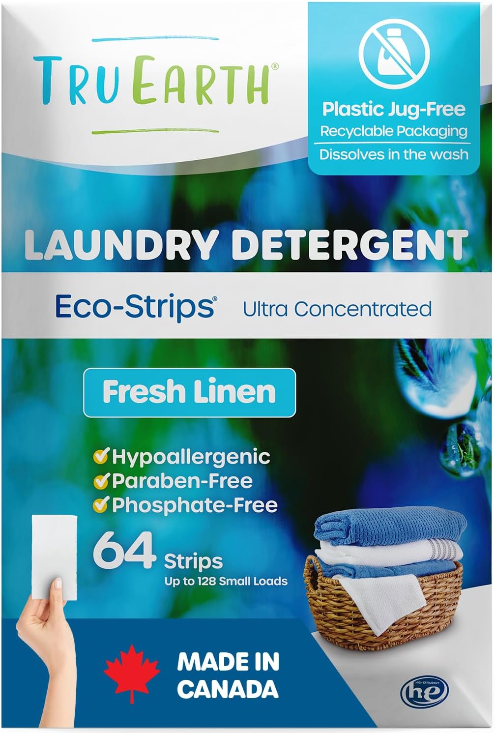 Tru Earth Eco-Friendly Laundry Sheets - 128 Loads, Fresh Linen
