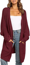 MEROKEETY Women's Oversized Long Batwing Sleeve Cardigan - Cozy Waffle