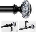 Black Curtain Rods for Windows 32-72 in - Adjustable 1 in Decorative