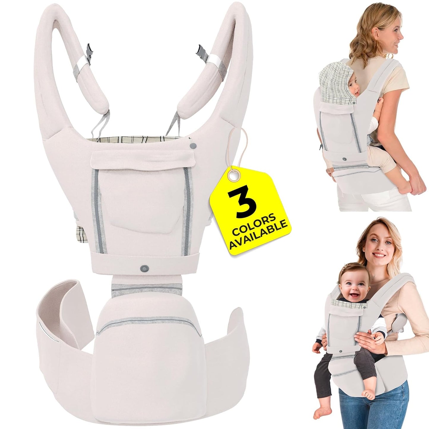 Ergonomic Hip Seat Baby Carrier - Beige Apolla