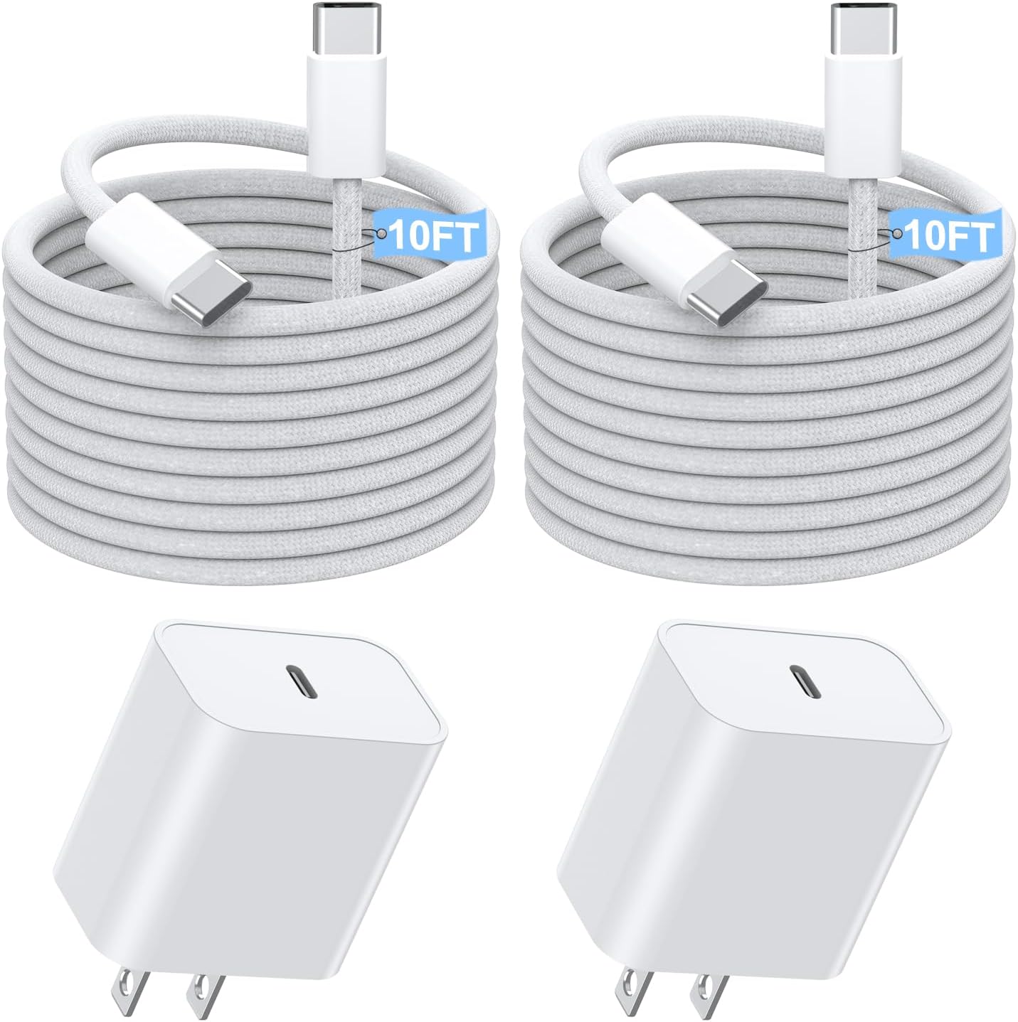 2-Pack 10 ft SpeedScope Charger for iPhone 16 Pro - Fast 20W USB-C