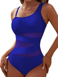 One Shoulder One Piece Swimsuit - Slimming Mesh Swimwear