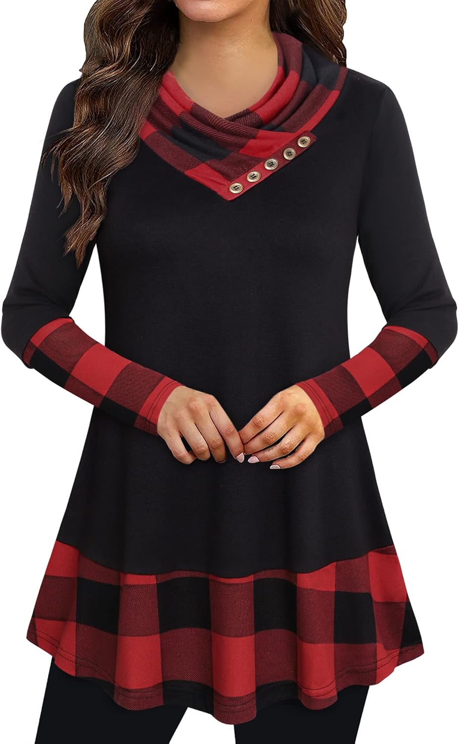 Cowl Neck Tunics Long Sleeve Casual A-Line Top Blouse Review