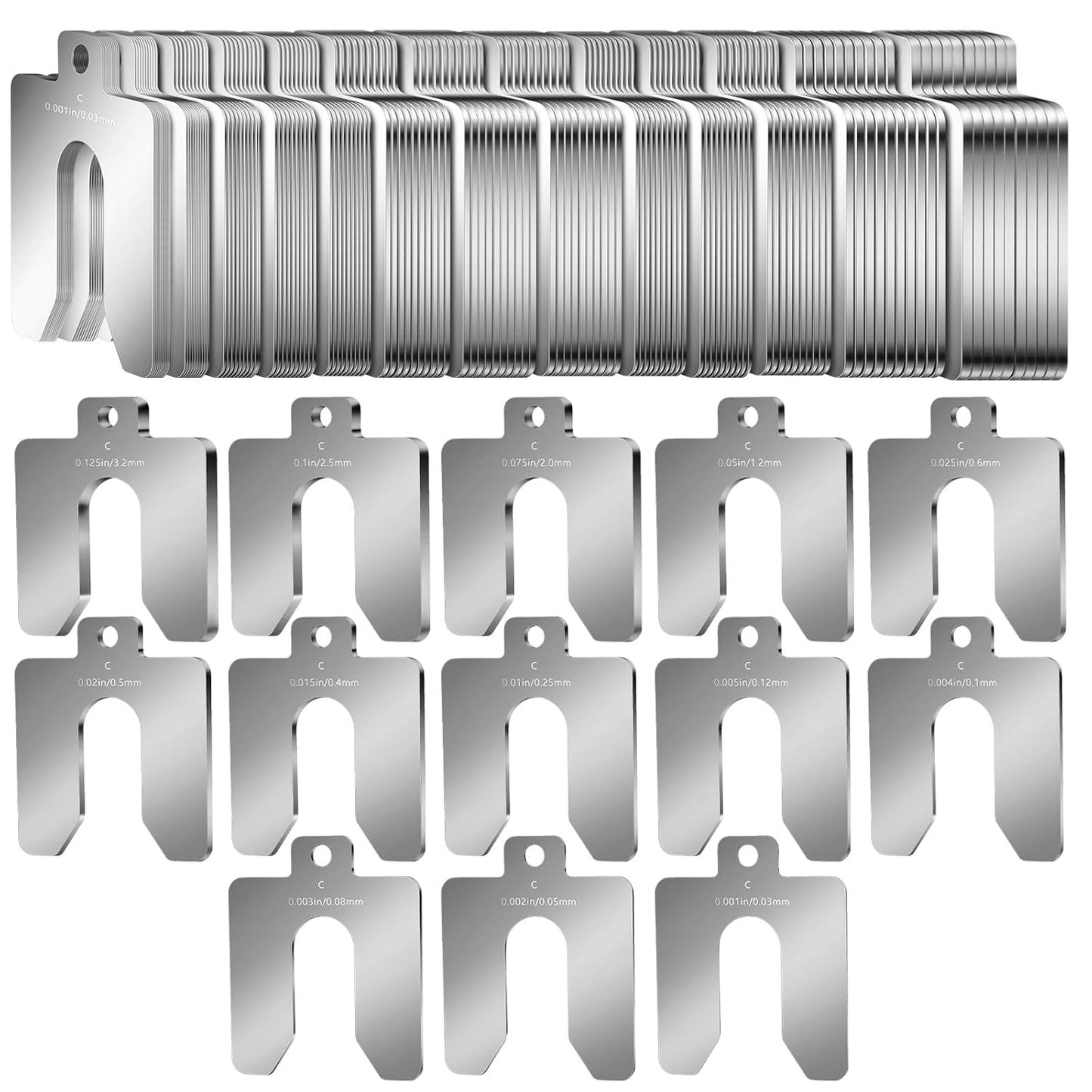130 Pcs Stainless Steel Slotted Shim Kit for Precision Leveling
