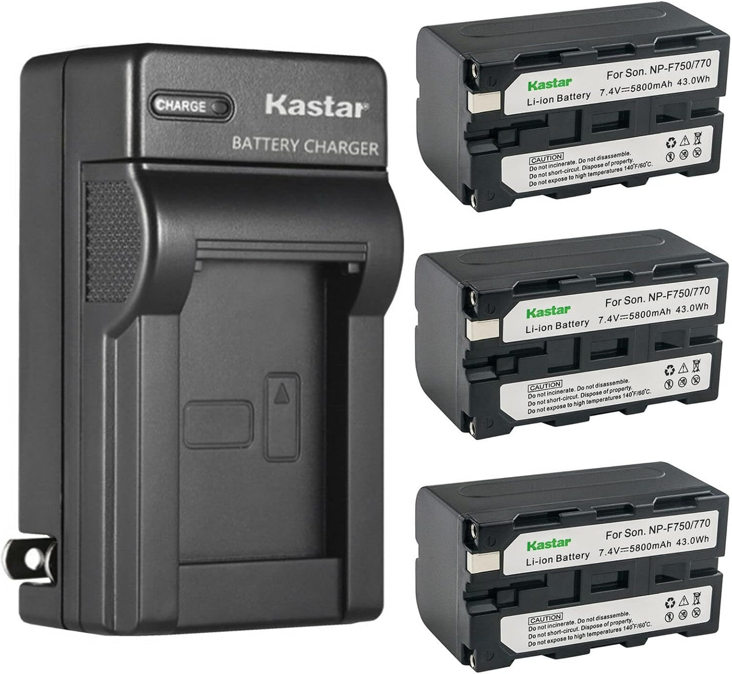 Kastar 3-Pack Battery and AC Wall Charger for Sony Camcorders