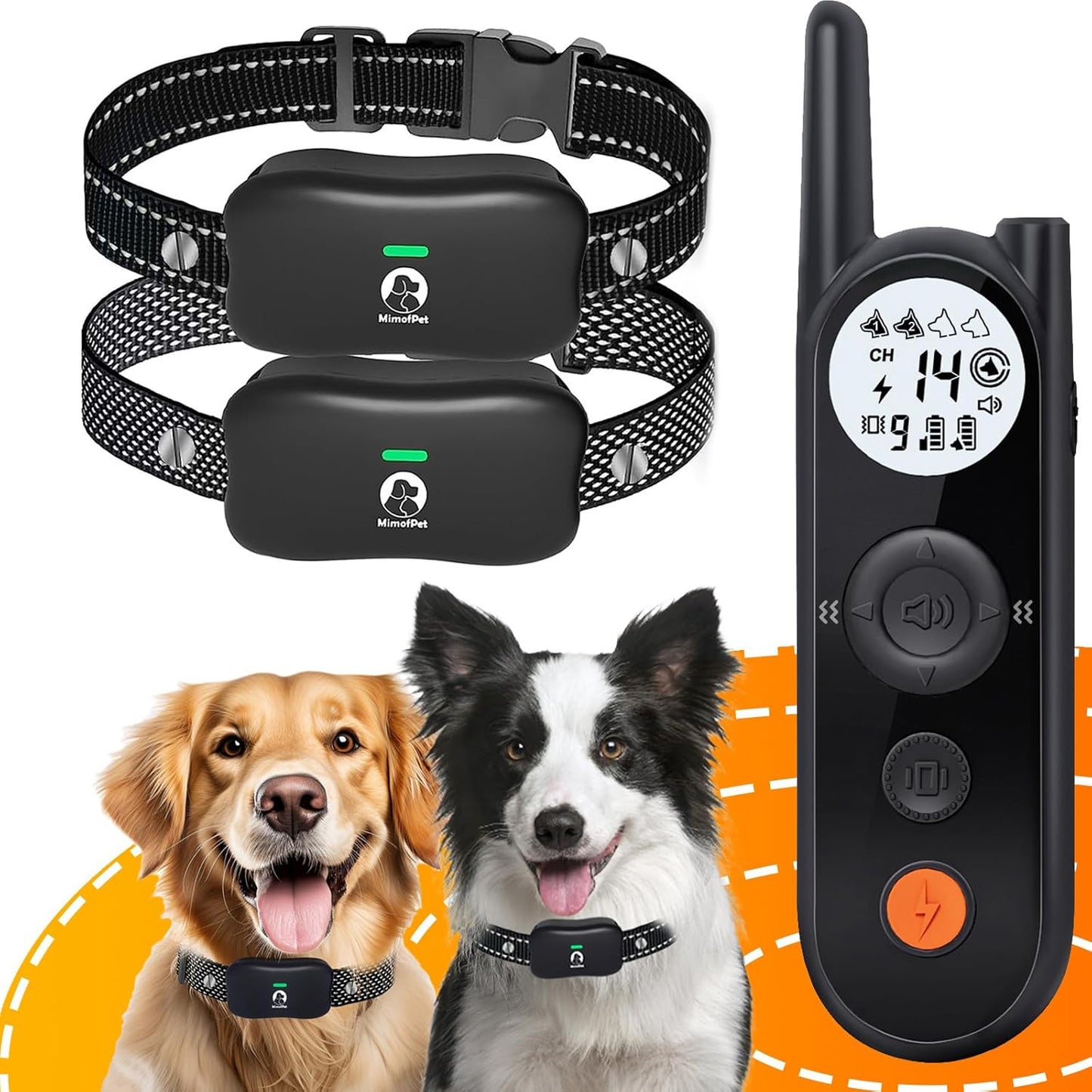 MIMOFPET Wireless Dog Fence System for 2 Dogs - Adjustable Range