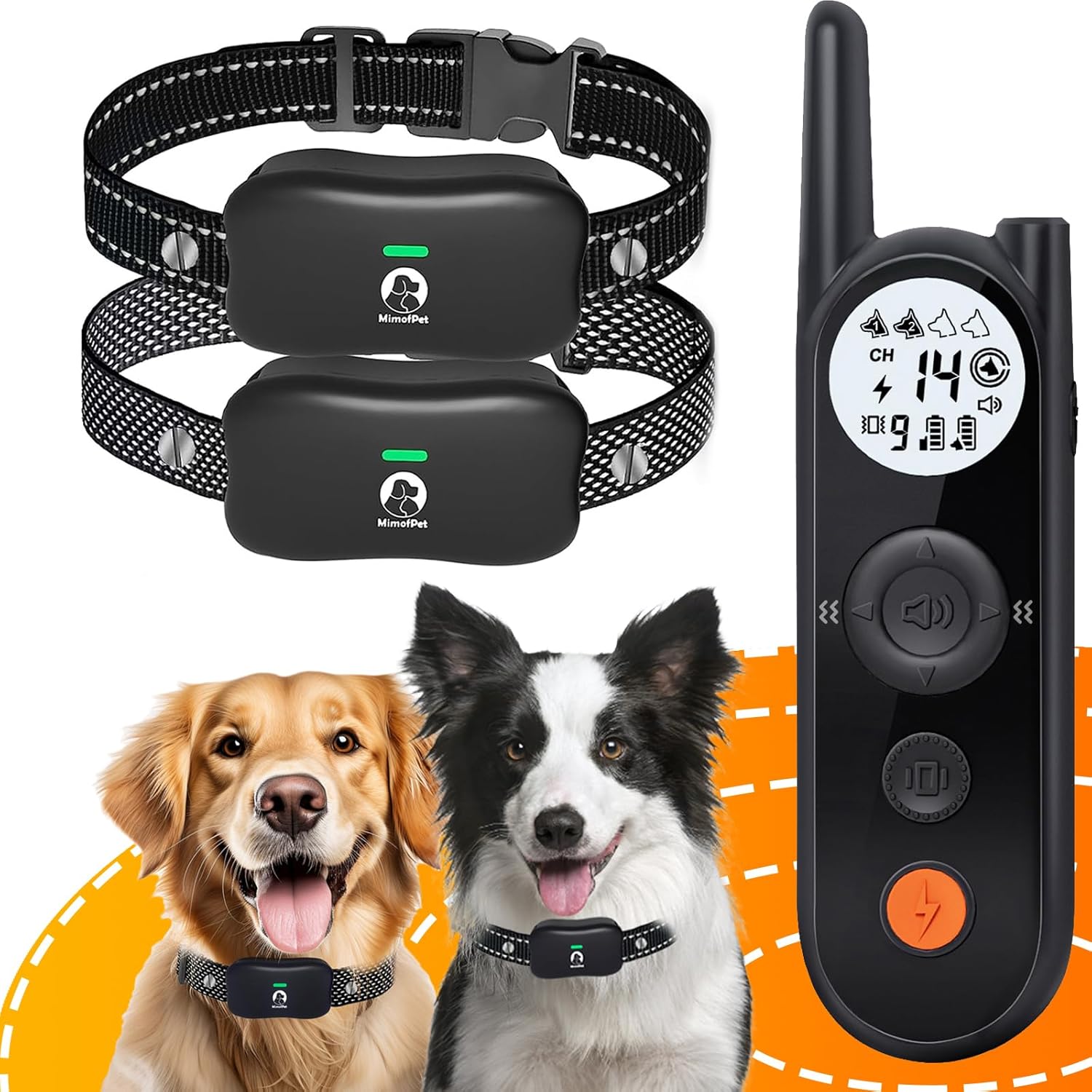 MIMOFPET Wireless Dog Fence System for 2 Dogs - Adjustable Range