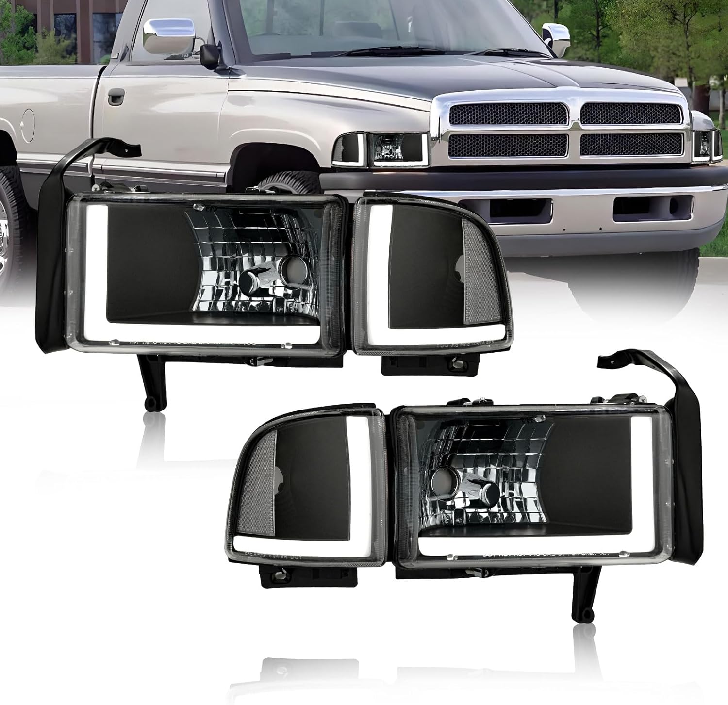 LED DRL Headlights for 1994-2001 Dodge Ram 1500 & 2500/3500