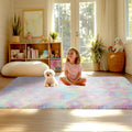 Rainbow Rug for Girls Bedroom - Fluffy Plush 5x7 ft Carpet