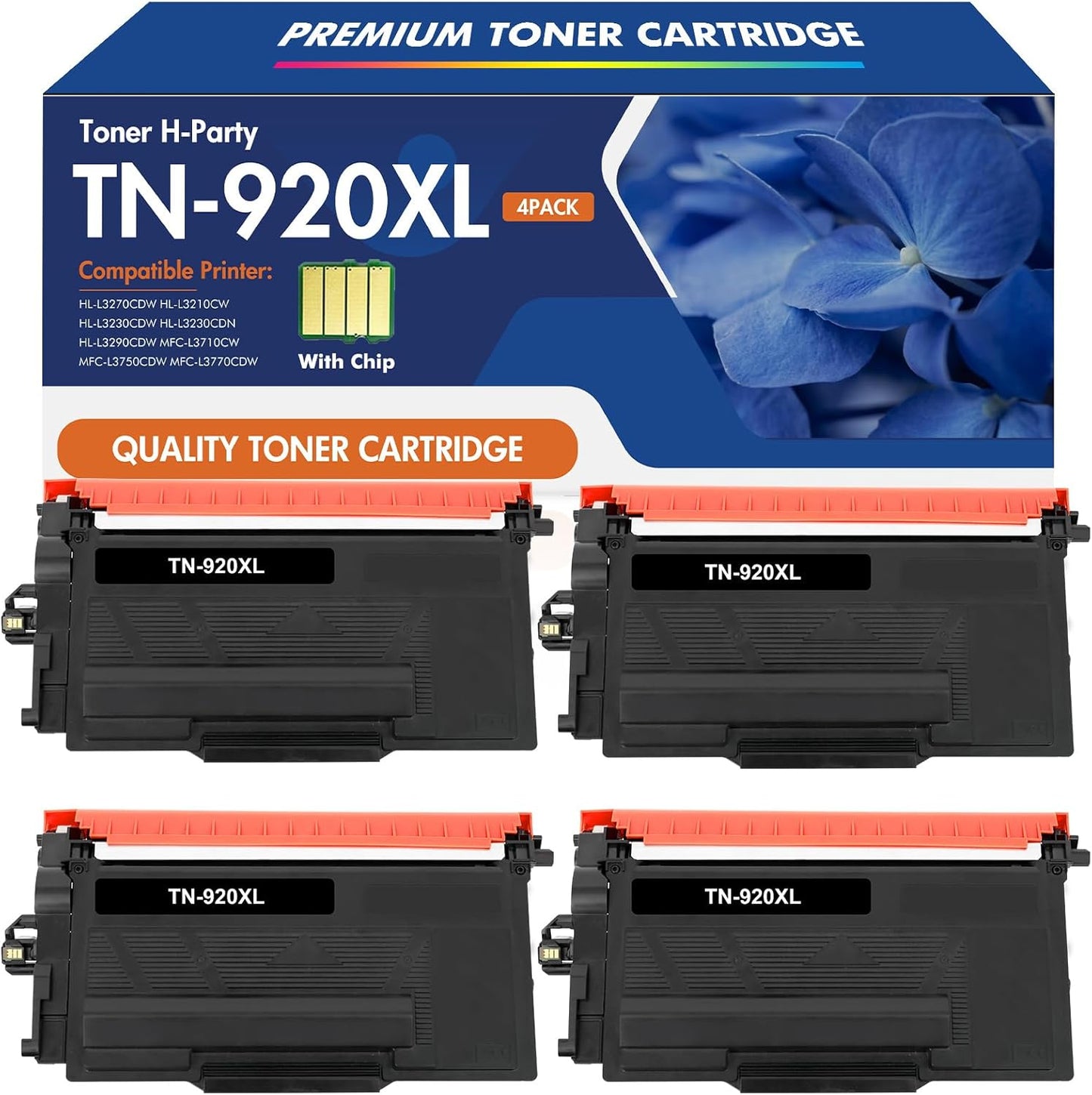 High Yield TN920 TN920XL Toner for Brother Printers - 4 Pack