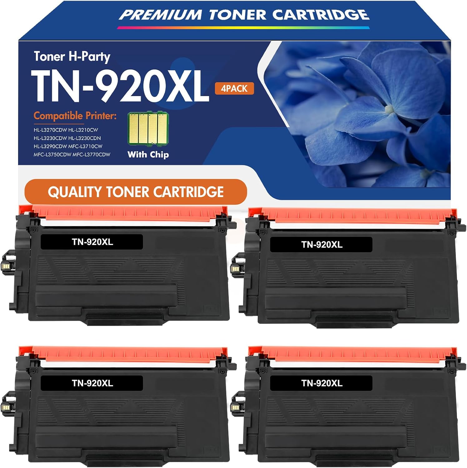 High Yield TN920 TN920XL Toner for Brother Printers - 4 Pack