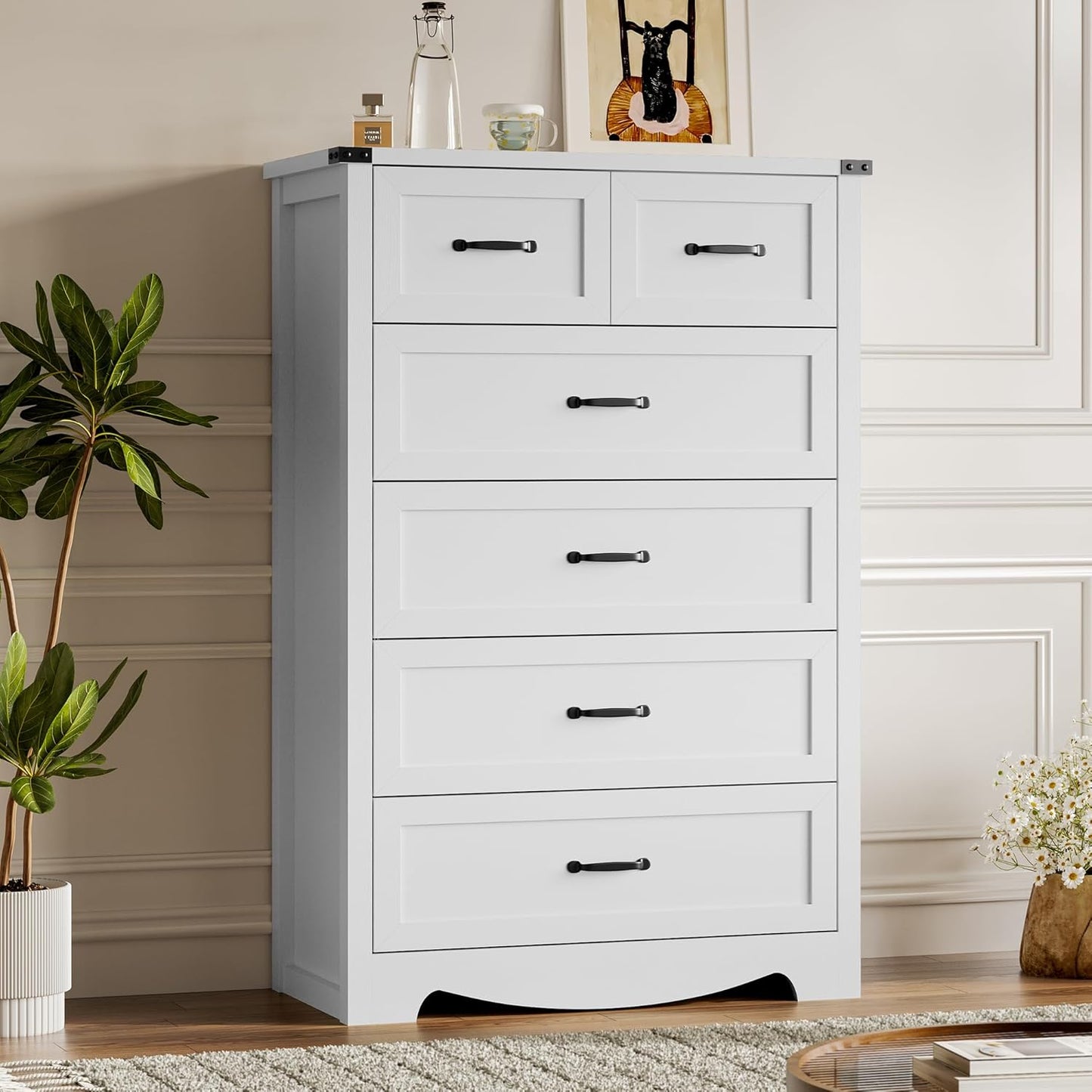 Tall 6-Drawer Dresser for Bedroom - Modern Wooden Storage Unit