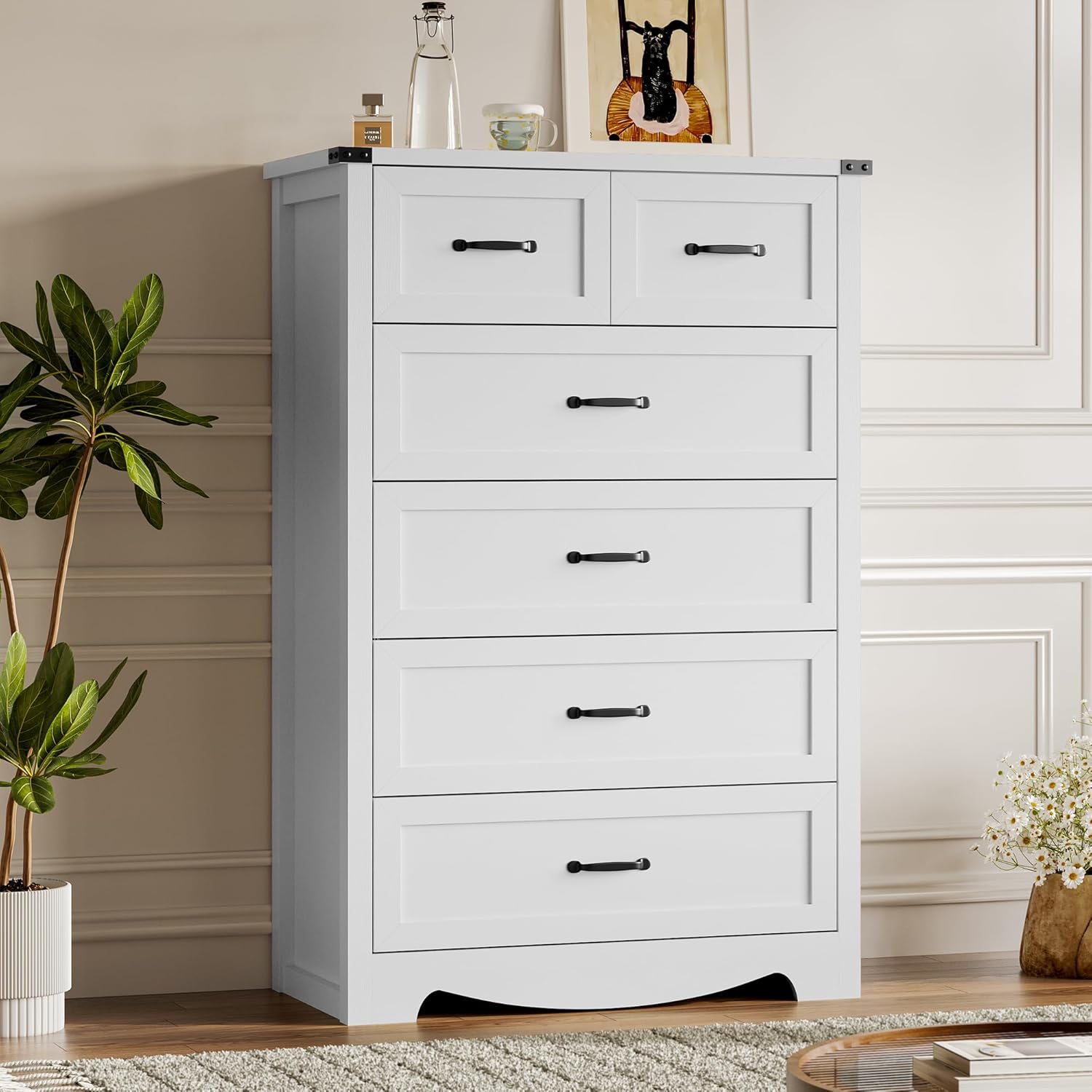 Tall 6-Drawer Dresser for Bedroom - Modern Wooden Storage Unit