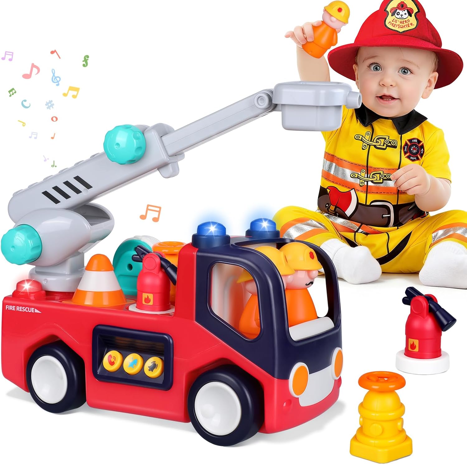 Fire Truck Toys for 2 Year Olds with Sound and Lights Effects