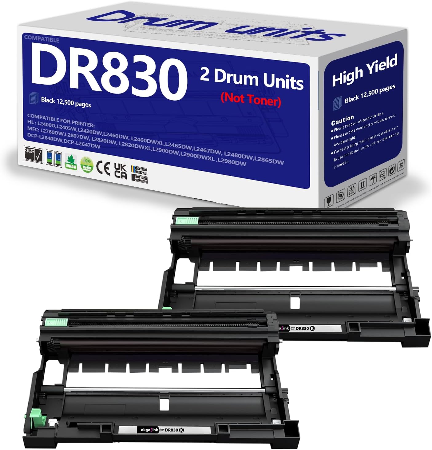 DR830 Drum 2 Pack Compatible Replacement for Brother Printers