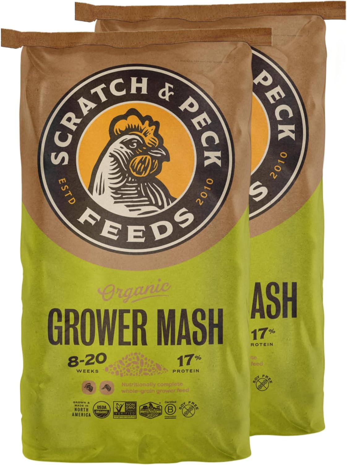 Organic Chicken & Duck Feed Grower Mash with 17% Protein