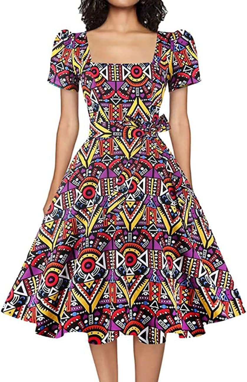 Vintage 1950s Cocktail Party Dress with Puff Sleeves for Women