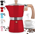 Zulay Stovetop Espresso Maker - 6 Cup Moka Pot - Classic Cuban & Italian Style - Portable for Travel - (Red)