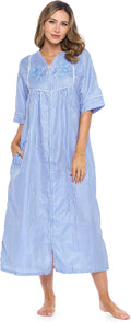 Casual Nights Women's Zip Front Woven House Dress - Easy Zip Midi This