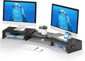 Dual Monitor Stand Riser with Smartphone Holder - Ergonomic Desk