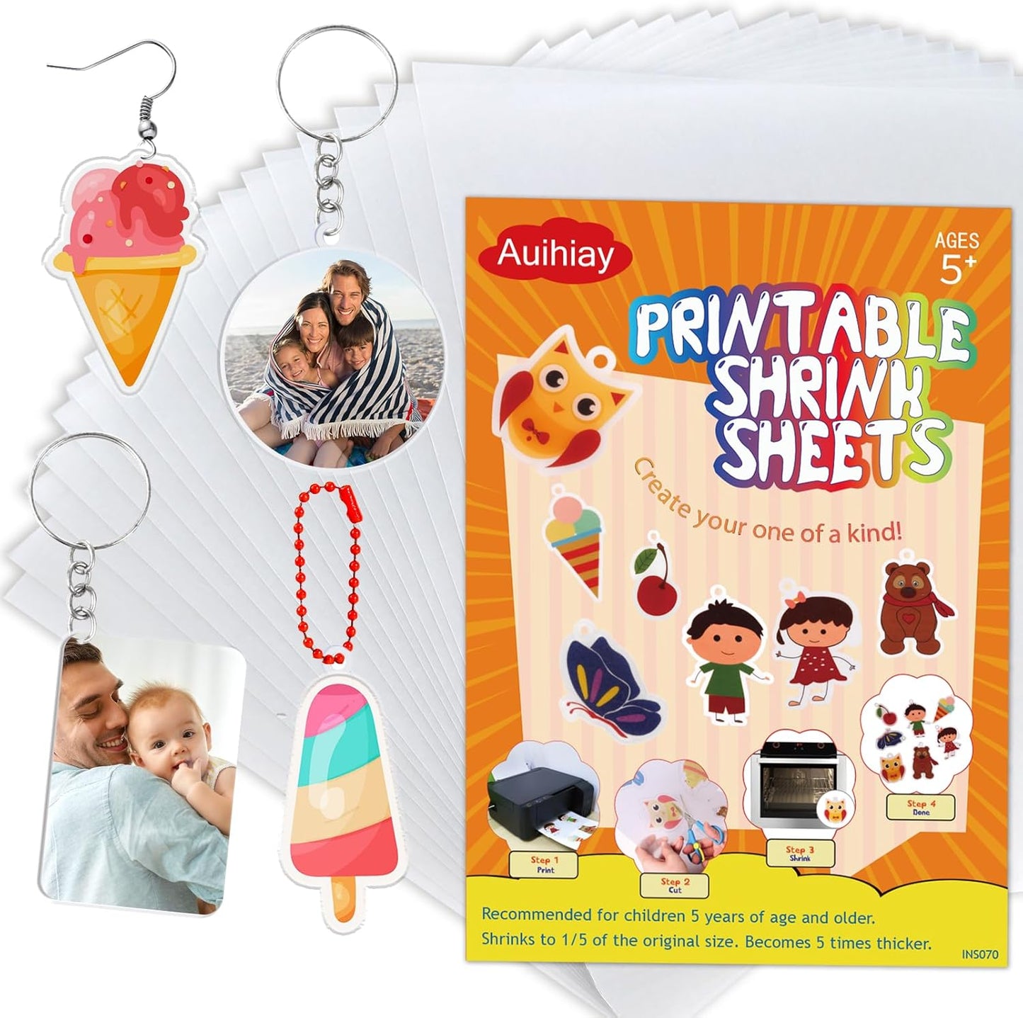Printable Shrinky Sheets for Crafts - 35-Pack Shrink Dinks