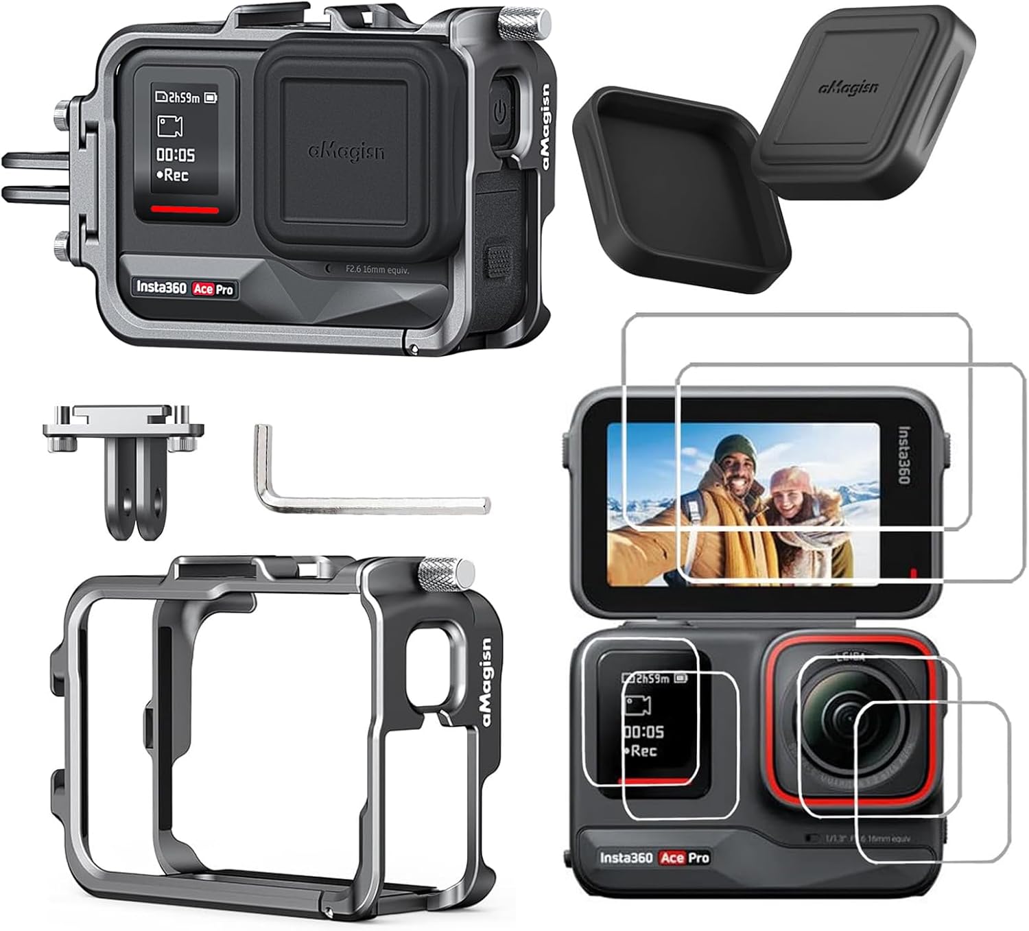 Aluminum Metal Frame Cage Case for Insta360 ACE PRO Camera