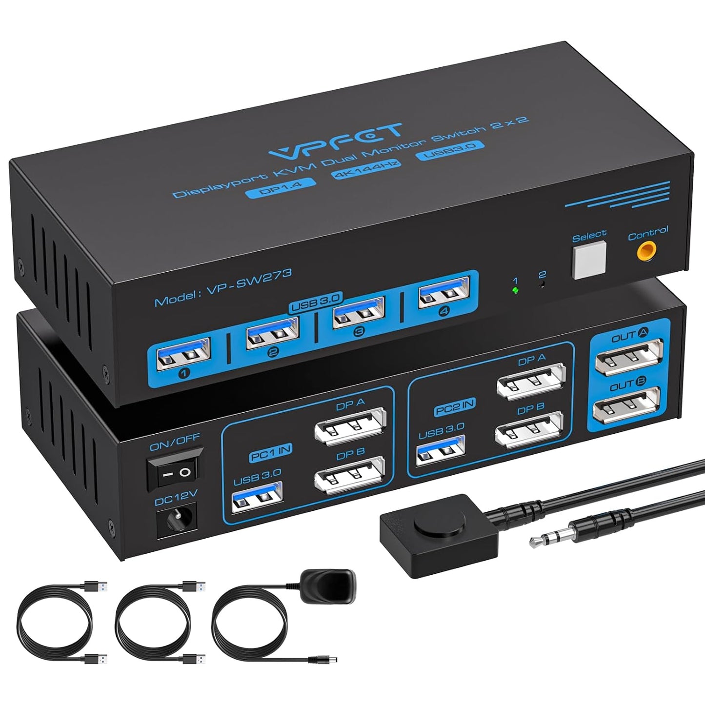4K@144Hz Displayport KVM Switch for Dual Monitors and PCs