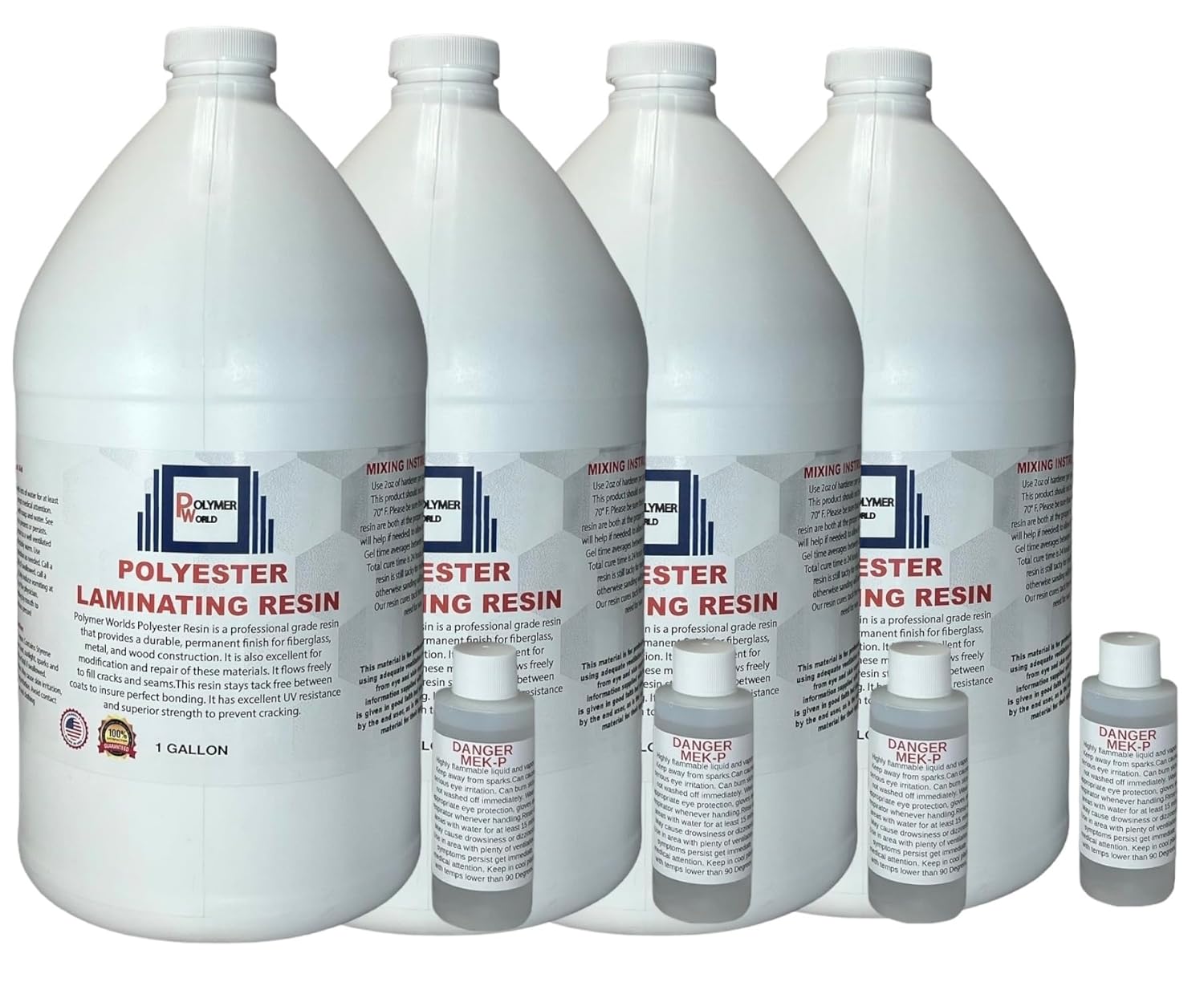 Polyester Resin 4 Gallon Kit for Boats, Cars, and More