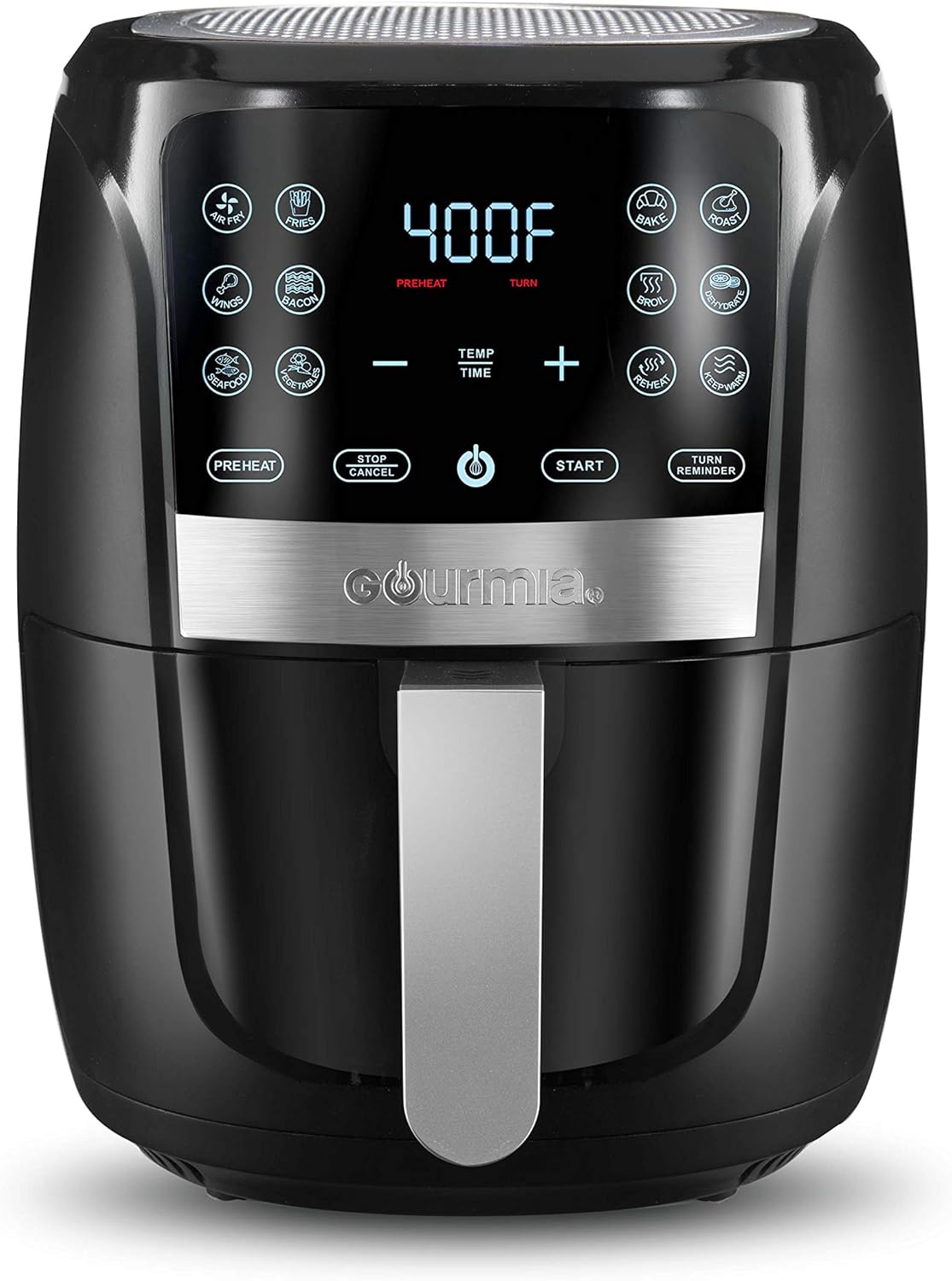 Gourmia 5Qt Air Fryer Oven - 12 Touch Presets, XL Basket, Stainless Steel