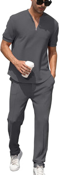 Men's Tracksuit 2 Piece Casual Athletic Set - Breathable Stretch
