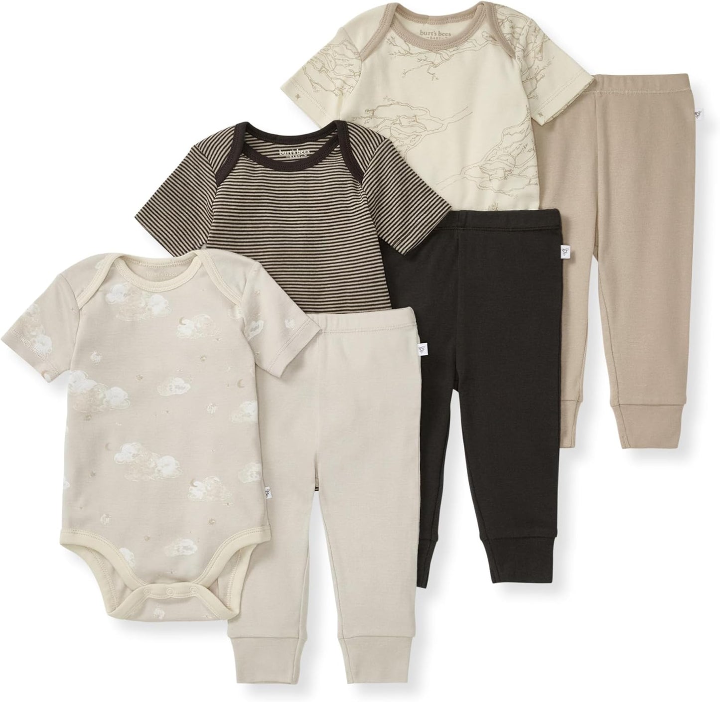 Burt's Bees Baby Unisex 6-Piece Organic Cotton Outfit Set