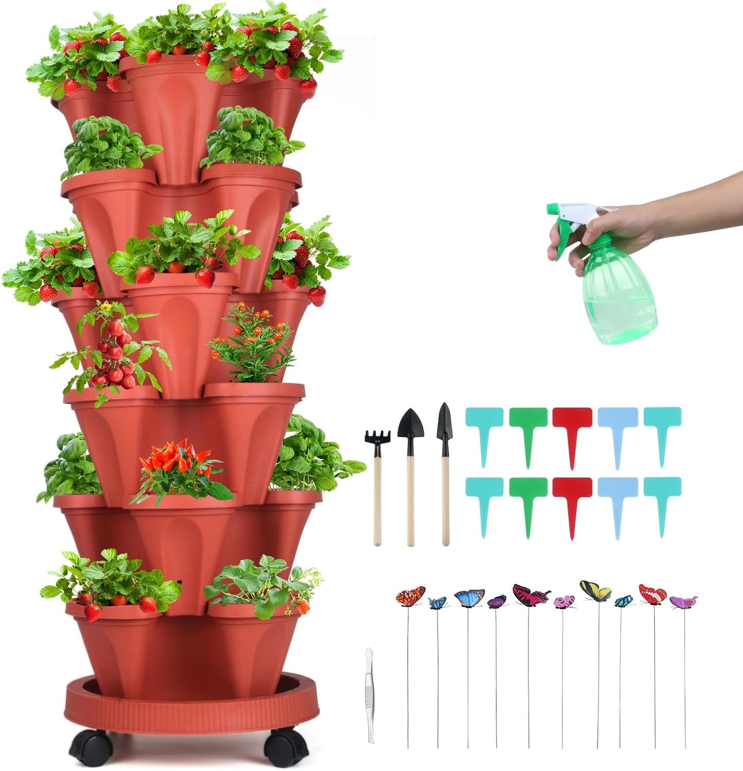 Vertical Planter 6 Tier Stackable Strawberry Planter for Herbs