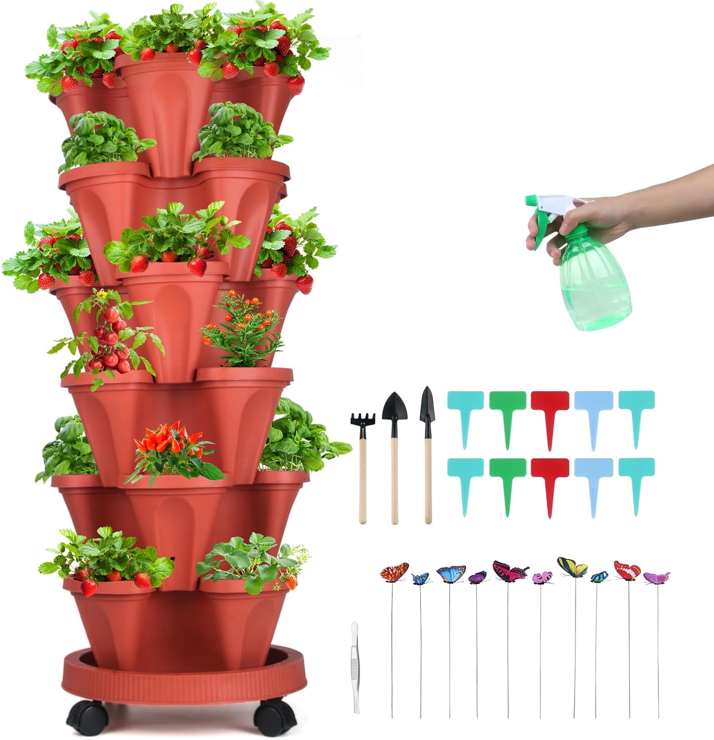 Vertical Planter 6 Tier Stackable Strawberry Planter for Herbs
