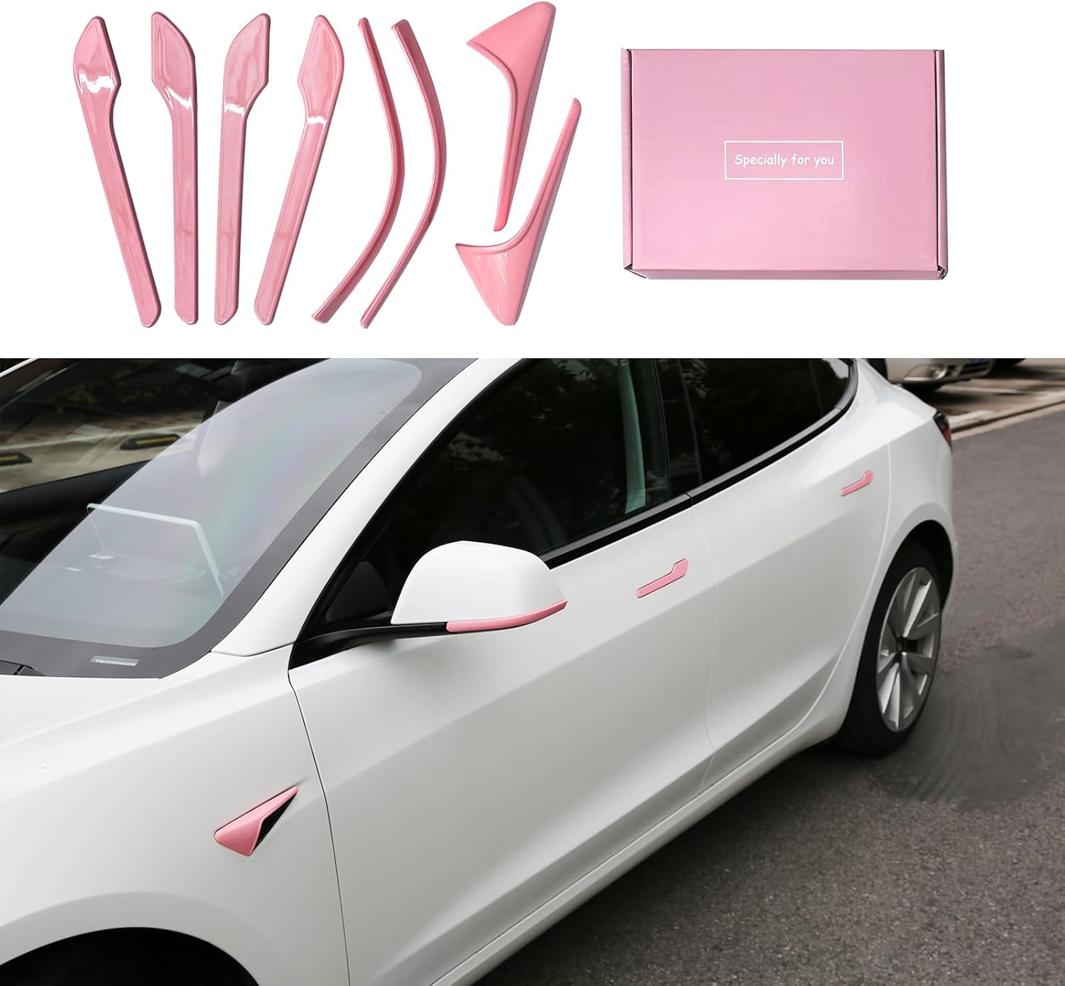 Pink Tesla Model 3 Accessories Door Handle Covers for 2014-2026