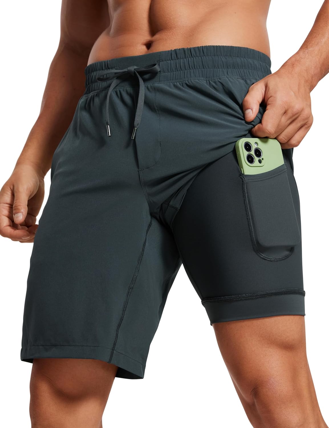 CRZ YOGA Men's 2 in 1 Running Shorts - Quick Dry Athletic Wear