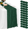 Emerald Green Cheesecloth Table Runners 12 Pack - Boho Gauze
