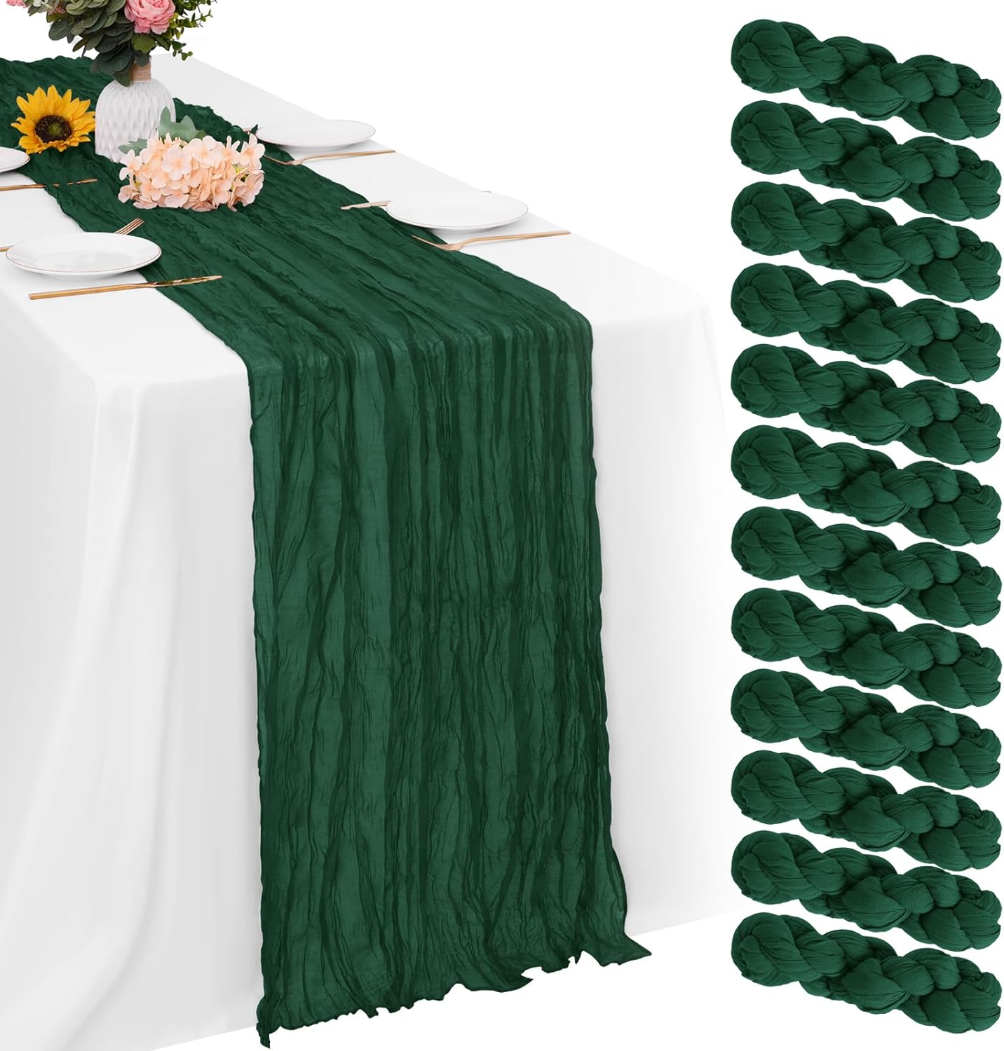 Aktor 12 Pack Emerald Green Table Runner for Elegant Events