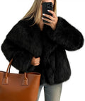 Women's Winter Faux Fur Coat - Fluffy Lapel Shaggy Jacket