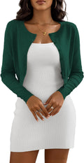 Women's Cropped Cardigan Sweaters Crew Neck Button Down Knit Shrug
