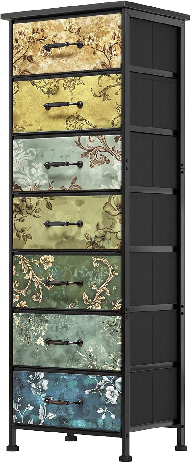 Fixwal Tall Dresser with 7 Fabric Drawers for Storage Needs